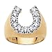 Men's White Cubic Zirconia 18k Gold over Sterling Silver Horseshoe Ring