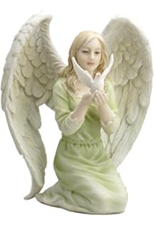US Angel Kneeling with Dove in Hands Statue Sculpture