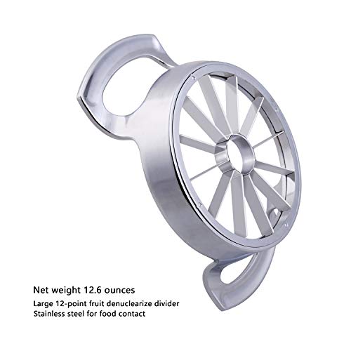 Fruit Slicer Upgraded Version 12-Blade Extra Large Fruit Corer, Stainless Steel Ultra-Sharp Apple Cutter, Pitter,Wedger Tool - 430 Grade Stainless Steel - 100% Rust Resistant, Divider for Up to 4 Inch