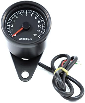 Universal 4 Stroke - 2.5" Black Mini Electronic Motorcycle Tachometer (Black Face)