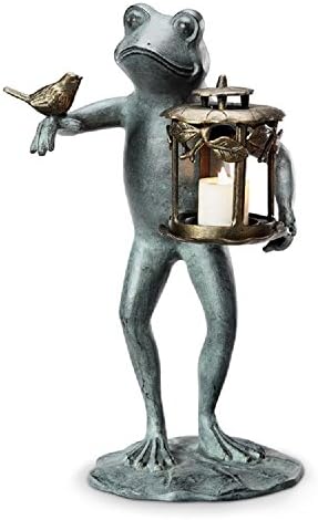 Frog &amp; Bird Garden Lantern Sculpture Statue Patio Pool Pond Whimsical Decor 20" H ✅