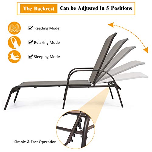 Tangkula Patio Chaise Lounge, Recliner Outdoor Lounger Chair w