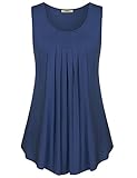 Timeson Women's Basic Round Neck Sleeveless Shirt Pleated Loose Tank