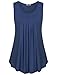 Timeson Women's Basic Round Neck Sleeveless Shirt Pleated Loose Tank