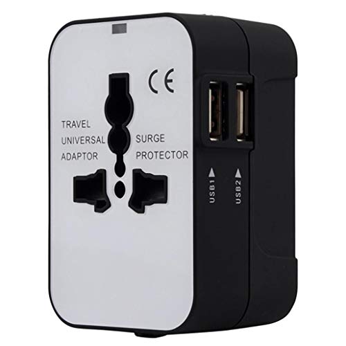 Travel Adapter,JDgoods World Universal All-in-One Travel Adapter With Dual USB Convertor Wall Plug Power For USA UK EU AUS (Black+White) - Thumbnail 6