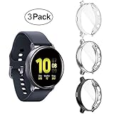 Suoman 3-Pack for Samsung Galaxy Active 2 44mm Case, All-Around Protective TPU Bumper Cover Screen Protector Case for Samsung Galaxy Active2 44mm,(Not Fit for 40mm) - Black+Silver+Clear