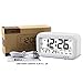 WinFong Alarm Clock, Backlight LCD Digital Alarm Clock 3 Alarms Thermometer Calendar Large Display Smart Nightlight Soft Light Snooze, Battery Operated USB Charger (White)