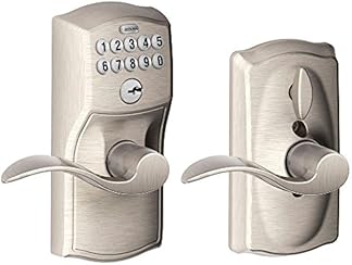 Schlage FE595 CAM 619 ACC Camelot Keypad Entry with Flex-Lock and Accent Levers, Satin Nickel