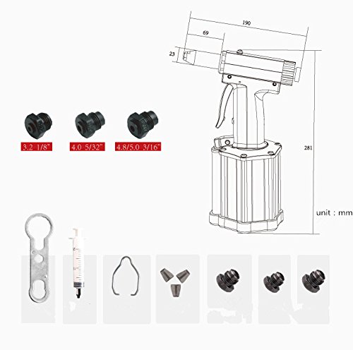 Air Rivet Gun, Pop Rivet Gun with Rivet Gun Kits Less Vibration Much Quieter Over 2000 pounds Pulling Power