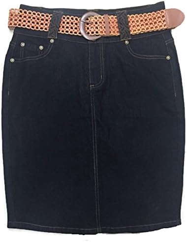 Women's Casual Missy Size Belted Pencil Jean Skirt Size 14