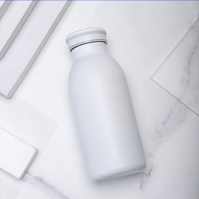 Insulated 350ml Milk Vacuum Cup Stainless Steel Cup Water Bottle Sports Travel Mug,350ml,White
