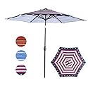Abba Patio Striped Patio Umbrella 9-Feet Outdoor Market Table Umbrella with Push Button Tilt and Crank, Striped Flag