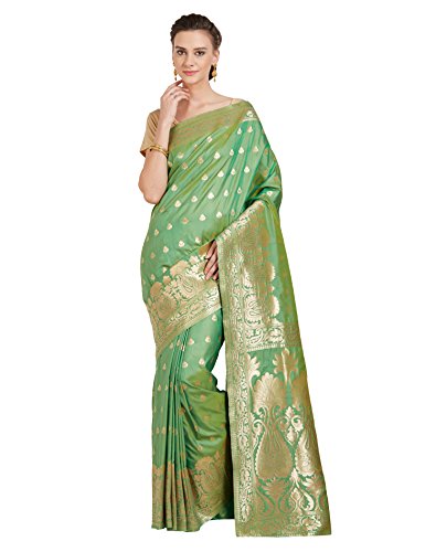 Viva N Diva Sarees For Women s Banarasi Sarees New Collection Green Colour Banarasi Art Silk Saree With Un-Stiched Blouse Piece,Free Size