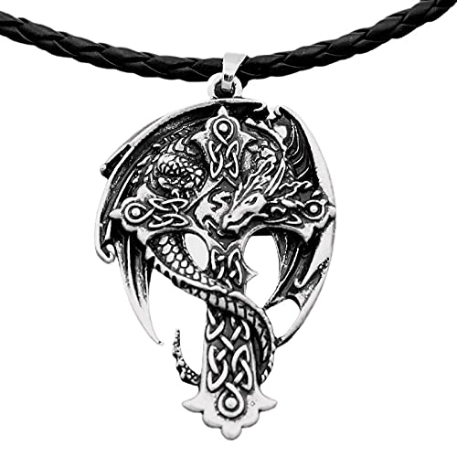 Hip Hop Dragon Sword Necklace for Men, Viking Dragon Cross Necklace Punk Dragon Wing Necklace for Boys