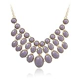 Jane Stone Fashion Necklace Grey Bubble Beaded Necklace Bib Statement Necklace Bridesmaid Wedding Necklace (Fn0627-Grey)