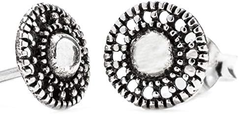 Small Stud Earrings Skarán Diameter 0.7 cm Viking Sun Wheel High Quality Silver