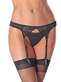 Escante Women's Lace and Mesh Garter Belt, Black, Medium