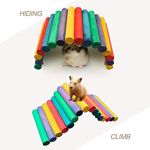 Wooden Ladder Bridge, Hamster Wooden Bridge Mouse Rodents Chew Toy Rat Natural Hideout Ladder, Small Animals Cage Wood Ladder for Guinea Pig Chinchilla Ferret Reptile (2 Ladder)