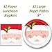 Christmas Party Tableware & Decorations - 32 Guests - Santa Dinner Plates and Napkins, Red Cups, Green Tablecloths, 3 Tree Centerpieces, Red and Green Crepe Streamers, MERRY CHRISTMAS banner