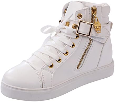Lifeng Womens Canvas Lace-up Zipper Increat Confortable Sports Shoes(8 B(M) US, White)