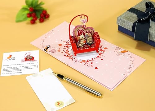 CUTPOPUP Cute Cat Couple – Anniversary Card, 3D Birthday Card, Wedding Greeting Card, Gift Card, Original Gifts for Women (Cute Cat Couple) US8-AN151ES