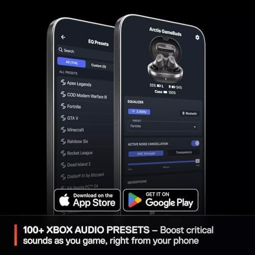 Arctis GameBuds™ per Xbox - Auricolari da gioco wireless - 2,4 GHz + BT5.3 - Modalità ANC/Transparency - Resistenza all'acqua IP55 - Durata batteria 40 ore - Ricarica wireless - Xbox, PS5,