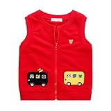 UWESPRING Boys Car Print Kids Vest Sleeveless Zipper Fleece Jacket