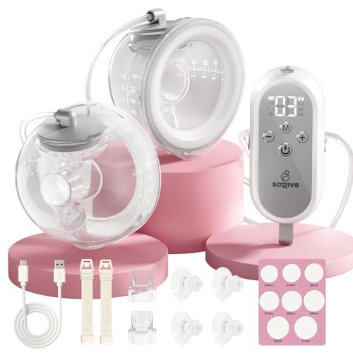 Saglve Sacaleches Eléctricos Portátil con 4 Modos 12 Niveles 300mmHg de Succión, Extractor de Leche Materna Recargable y Sin Manos con Brida de 21/24mm para Madres en Lactancia Madres Oficina Público