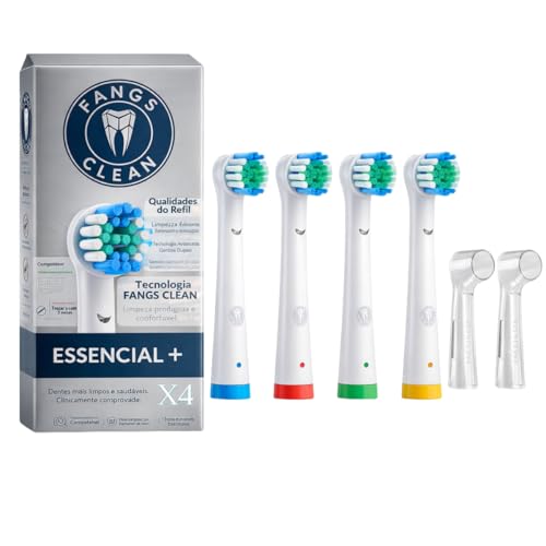 Kit 4 Cabeças de Reposição para Escova Elétrica Oral-B, Cerdas Macias, com 2 Capas de Proteção, Branco