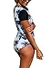 Zity Women's Floral Print Zip Front Half Sleeve/Long Sleeve One Piece Swimsuit Monokini