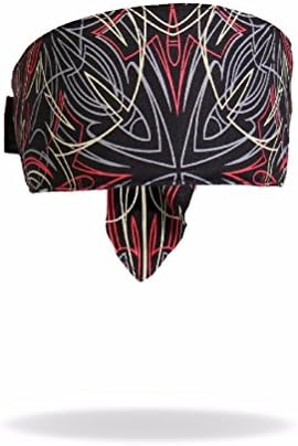 Black Red Grey Pinstripe Road Wrap Biker Bandanna Head Wrap Sweatband Headband