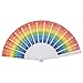 Juvale Rainbow Folding Hand Fans - 6-Pack 9 in Folded & 15 in Open - Multi-Color - Bulk Pride Party Decor & Cooling Accessory