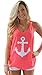 Voguegirl Women Boat Anchor Print Sleeveless Tank Tops Vest Blouse Pink X-Large