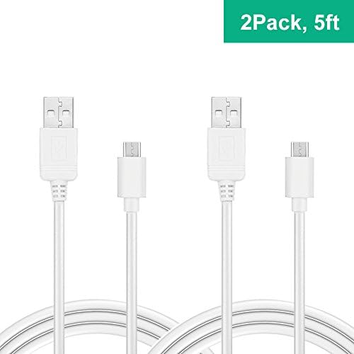 BSSPOWER 5 Feet USB Cable Power cord for Yi Camera, Oculus Go, Nest Cam, Dropcam, NETGEAR Arlo Q Security Camera/Amazon Cloud Cam, Echo Dot, Fire Kid Edition Tablets (2 Pack)