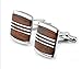 PenSee Rare Stainless Steel & Red Wood Cufflinks for Men with Gift Box