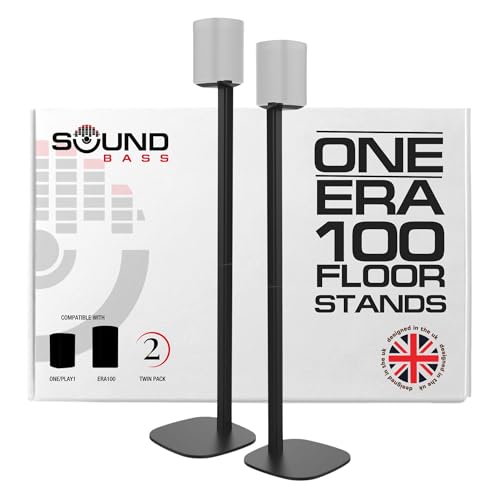 Photo 1 of Sound Bass One / ERA100 Floor Stand Twin Pack (2pcs), Black | Compatible with Sonos One, Gen 2, Play:1, SL | Future-Proof Design Also Compatible with ERA 100, Designed by Sound Bass UK. Double, Pair