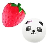 Ithee Jumbo Slow Rising Squishies Strawberry Panda Squishy Cream Scented Slow Rising Toys Emoticon Kawaii Toys[Pack of 2]