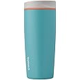Owala SmoothSip Slider Insulated Stainless Steel Coffee Tumbler, Reusable Iced Coffee Cup, Hot Coffee Travel Mug, BPA Free 20 oz, Grey/Blue (Beachy Breeze)