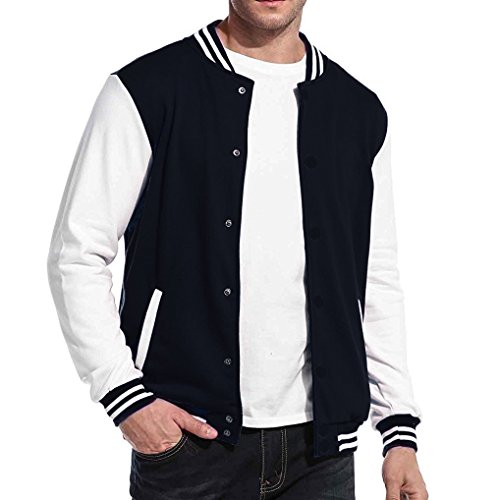Maximos USA Men's Premium Vintage Baseball Letterman Varsity Jacket (4XL, Navy White)