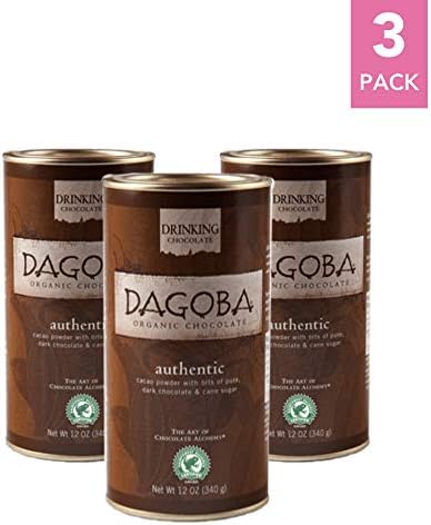 Dagoba Organic Chocolate Authentic Drinking Chocolate (3 Pack) - Rich Dark Chocolate - 12 ounces - Fair Trade Certified - Includes Bonus Add On beGreen Eco Friendly Spoon