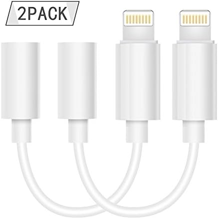 2 Pack Compatible iPhone Headphone Adapter, Compatible iPhone 7/7Plus iPhone XR、X 、Xs 、Xs MAX Adapter Headphone Jack, CaseyPop Lightning to 3.5 mm Headphone Adapter Compatible iOS10 &12 Accessories