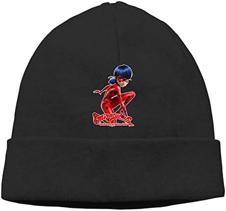 Men Women Miraculous Ladybug Cartoon Beanies Cotton Wool Caps Hats Fits Most Black