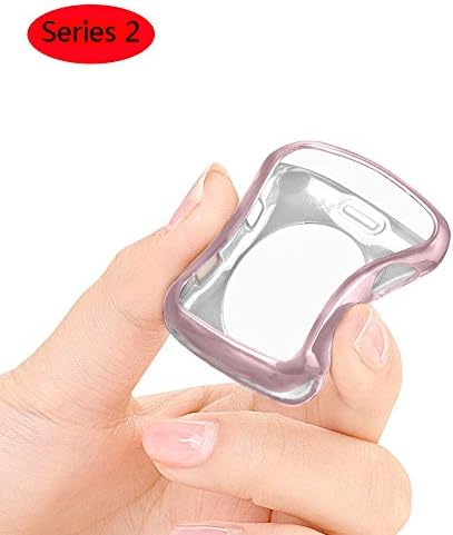 Apple Watch Case,Heyroy Resistant Flexible Soft, TPU Screen Protector All-around Protective Ultra-thin Case for Apple Watch Series 2 38MM 42MM (Pink, 42MM)