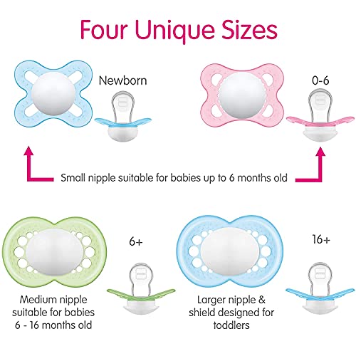 MAM Variety Pack Baby Pacifier, Includes 3 Types of Pacifiers, Nipple Shape Helps Promote