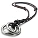 KONOV Vintage Style Alloy Double Ring Pendant Adjustable Leather Cord Mens Necklace Chain