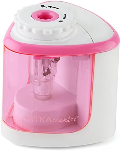 Electric Pencil Sharpener, Battery-Powered, Batteries Included, High-Speed Automatic, Two No. 2 Wood Graphite Pencils Included, for Home Office School Classroom Adults Kids (White/Pink)