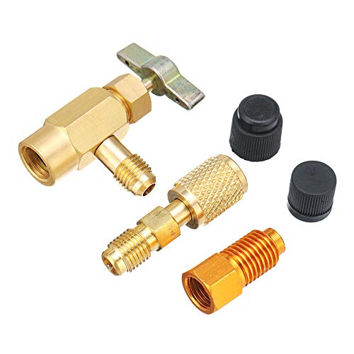 CoCocina 5pcs R1234yf R134a and R12 Special Can Tap Adapter Fittings Kit for 1/4 SAE 1/2 Inch Acme LH