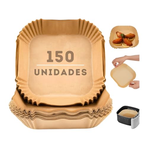 Kit 150 Forma de papel para AirFryer - Forma Descartável Papel Quadrada Antiaderente Protetor à Prova De Gordura Para Fritadeira Sem Óleo - Tamanho Universal - Upshop