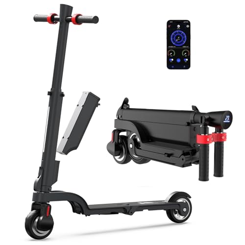 HX X6 4-Fold Backpack Electric Scooter Adults,Commuter E Scooters with Removable Battery,350W Motor & 20-40 km Range, Dual Brakes, 3 Speed Modes Outdoor Escooter,5.5" Solid Tires
