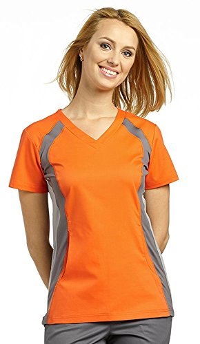 White Cross Allure Side Stretch Tri-Color Top-Tangelo, Medium